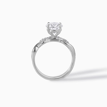 Moissanite Engagement Ring Bridal Set Wedding Band Pave Design Twisted Vine Style Jewelry Round Brilliant Cut Two Carat Silver Gold Rings