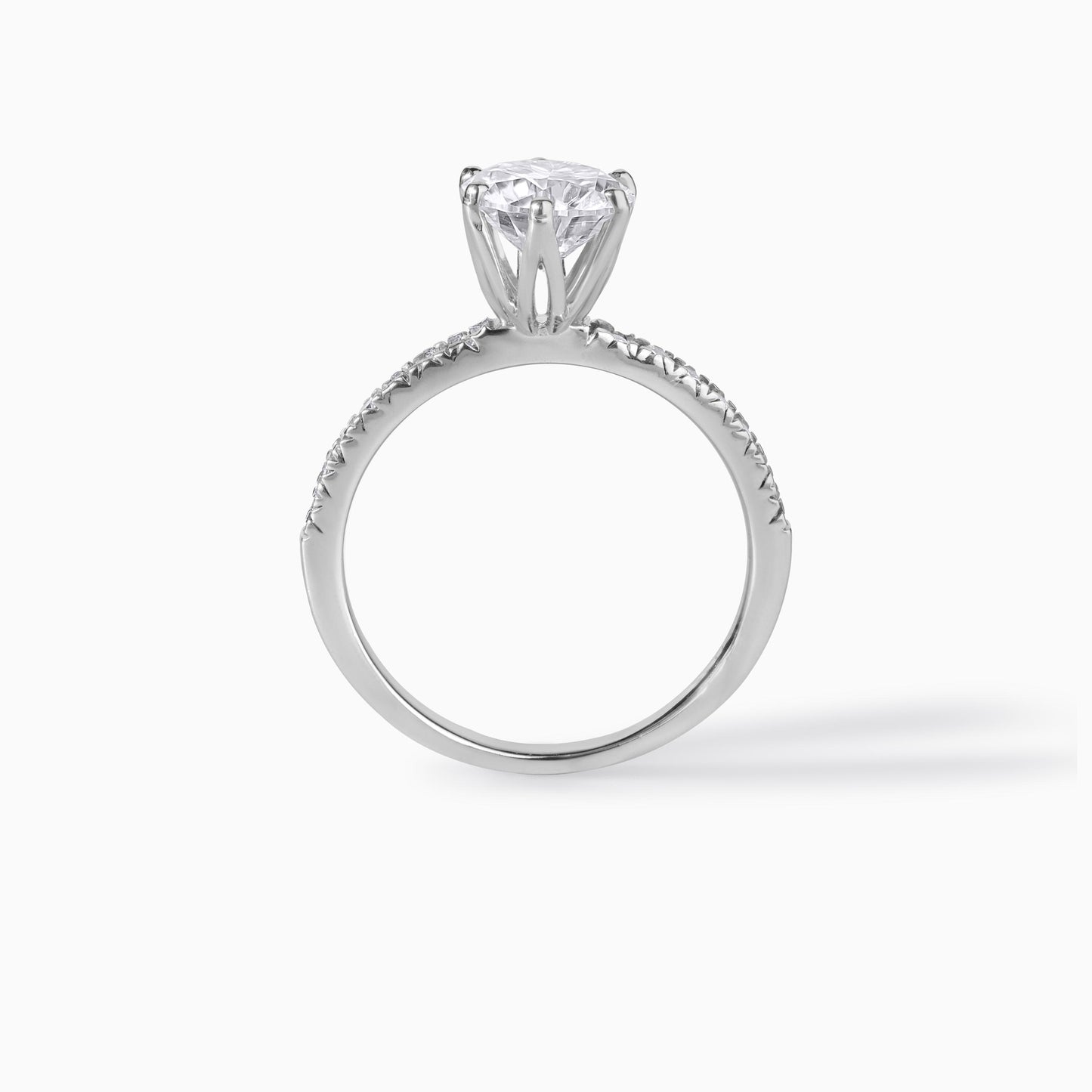 Moissanite Engagement Ring Sterling Silver Round Cut Stone Dainty Band Wedding Jewelry Bridal Gift Anniversary Idea Promise Halo Style