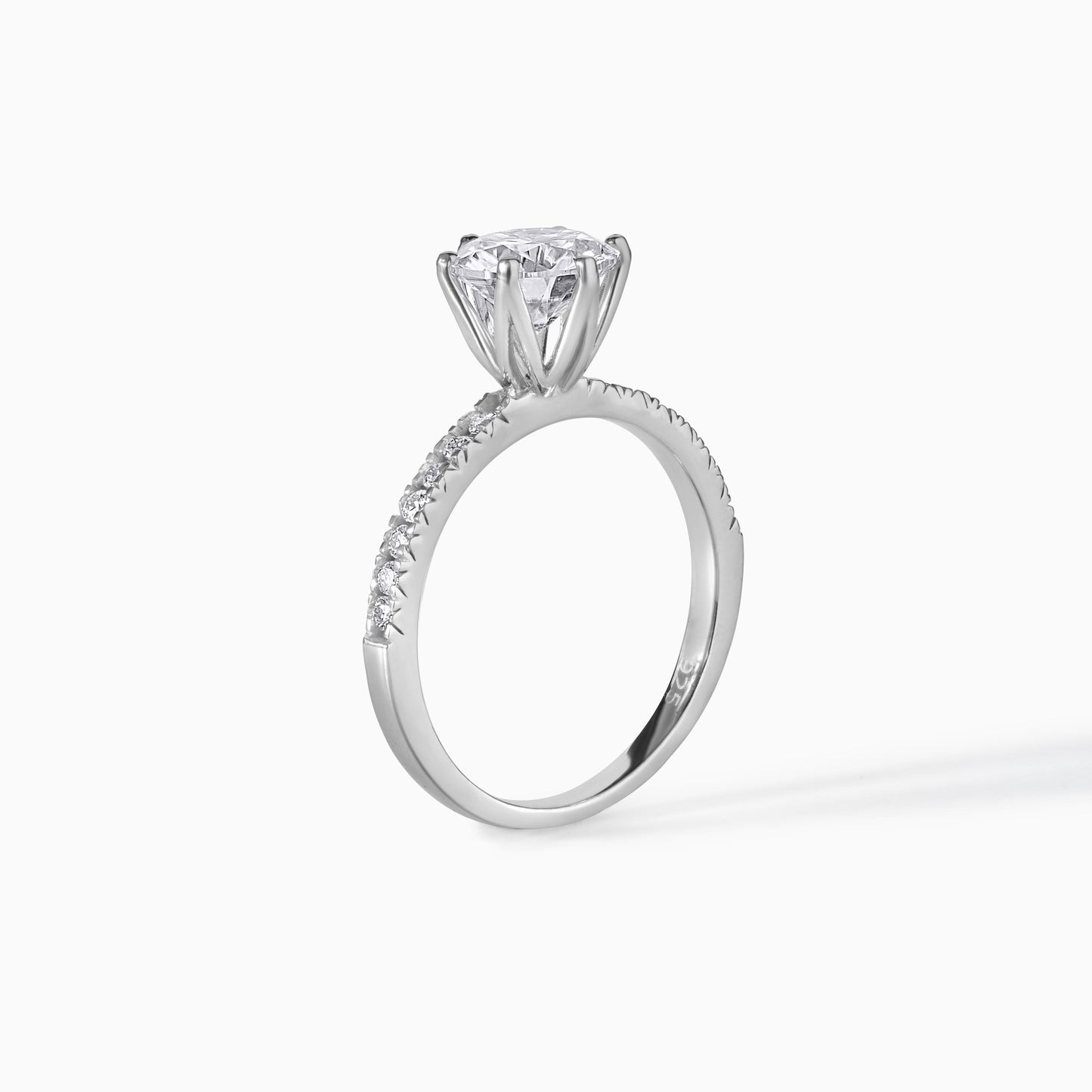 Moissanite Engagement Ring Sterling Silver Round Cut Stone Dainty Band Wedding Jewelry Bridal Gift Anniversary Idea Promise Halo Style
