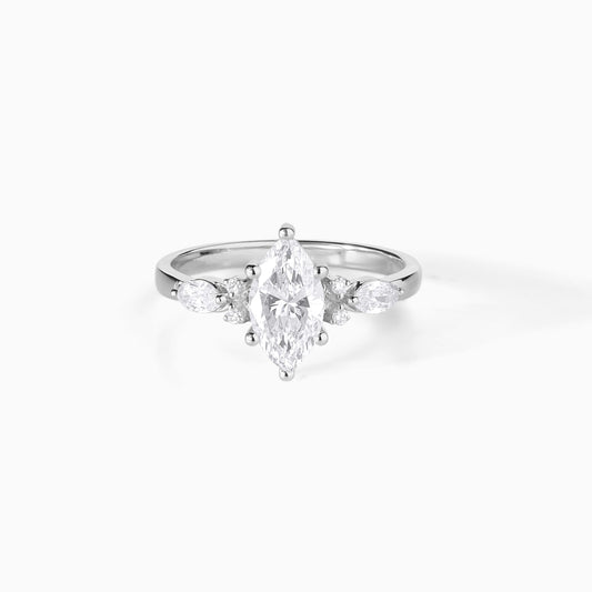 Marquise Moissanite Ring Sterling Silver Engagement Diamond Alternative Bridal Jewelry Wedding Band Anniversary Gift Elegant Design