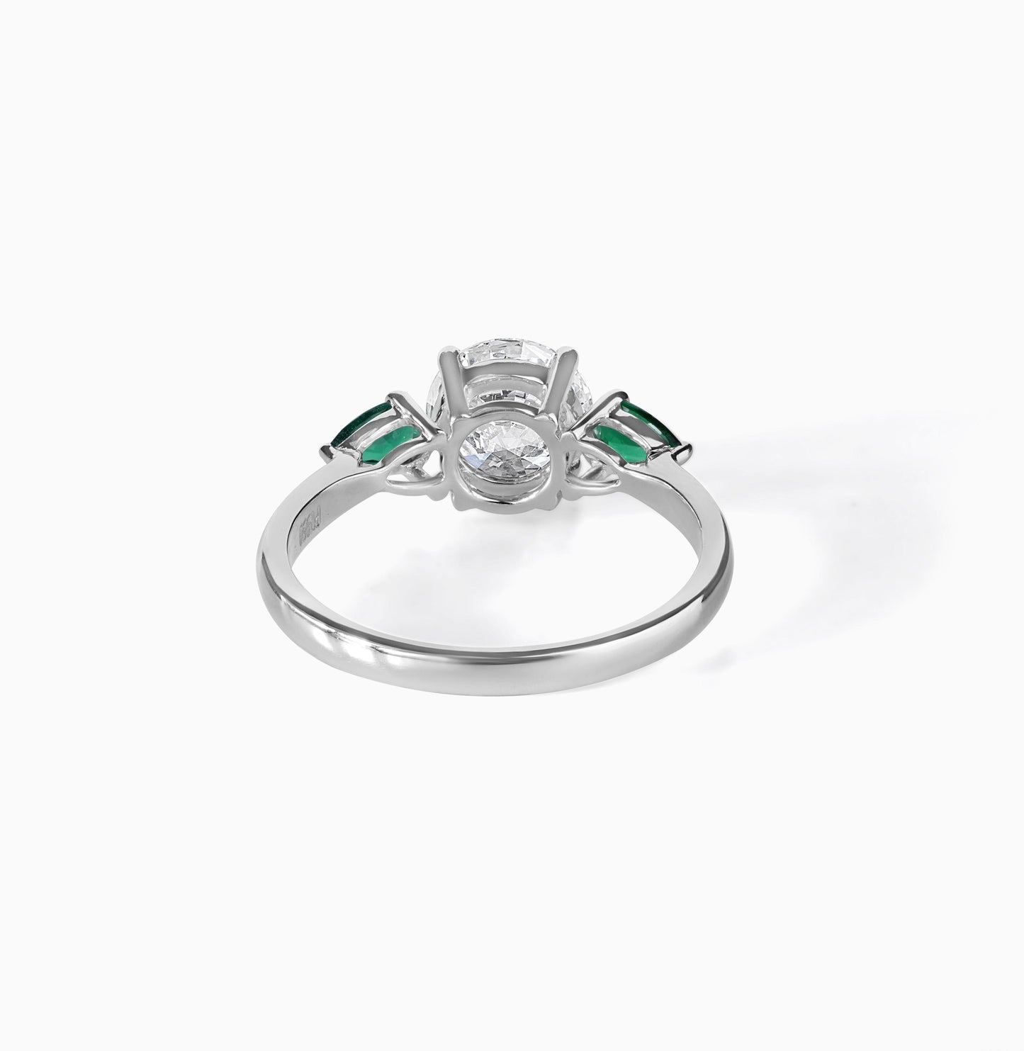 Moissanite Emerald Ring Sterling Silver Engagement Three Stone Round Green Gemstone Anniversary Elegant Bridal Jewelry Set Trilogy Promise
