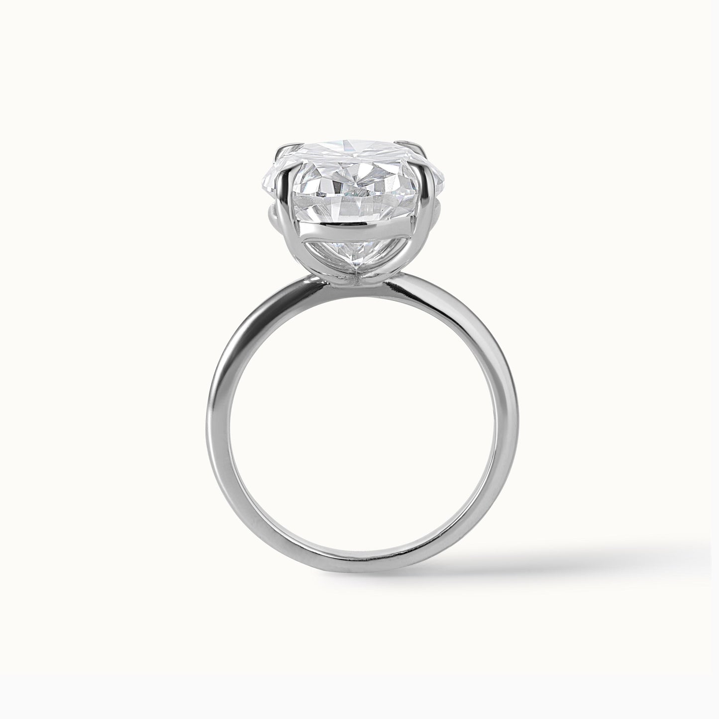 9 Carat Oval Moissanite Engagement Ring in Silver, Solitaire Minimalist Statement Ring, Elegant Proposal Jewelry Gift for Women