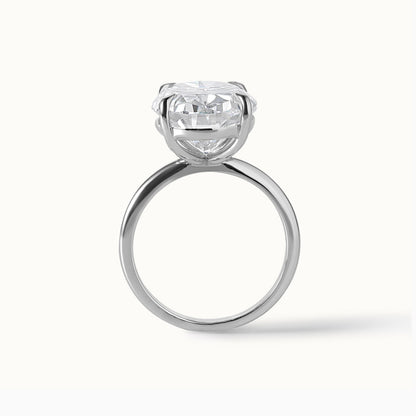 9 Carat Oval Moissanite Engagement Ring in Silver, Solitaire Minimalist Statement Ring, Elegant Proposal Jewelry Gift for Women