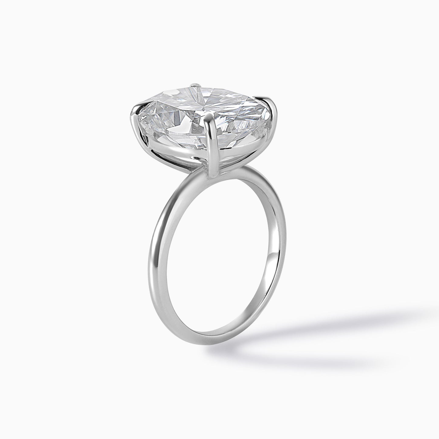 9 Carat Oval Moissanite Engagement Ring in Silver, Solitaire Minimalist Statement Ring, Elegant Proposal Jewelry Gift for Women