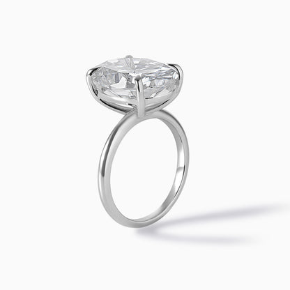 9 Carat Oval Moissanite Engagement Ring in Silver, Solitaire Minimalist Statement Ring, Elegant Proposal Jewelry Gift for Women