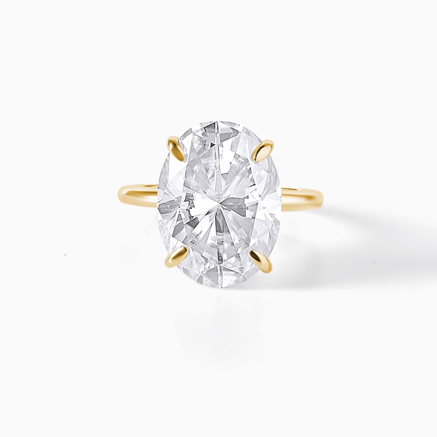 9 Carat Oval Moissanite Engagement Ring in Silver, Solitaire Minimalist Statement Ring, Elegant Proposal Jewelry Gift for Women