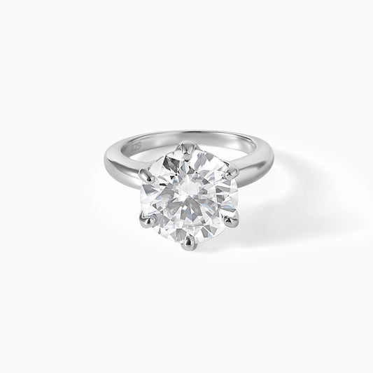 Elegant Round Cut Solitaire Engagement Ring 925 Sterling Silver Promise Ring Classic Minimalist Jewelry Gift for Her Wedding Anniversary Set