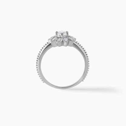Floral Halo Engagement Ring 925 Sterling Silver Marquise Leaf Cluster Ring Vintage Style Promise Ring Nature Inspired Wedding Gift for Her
