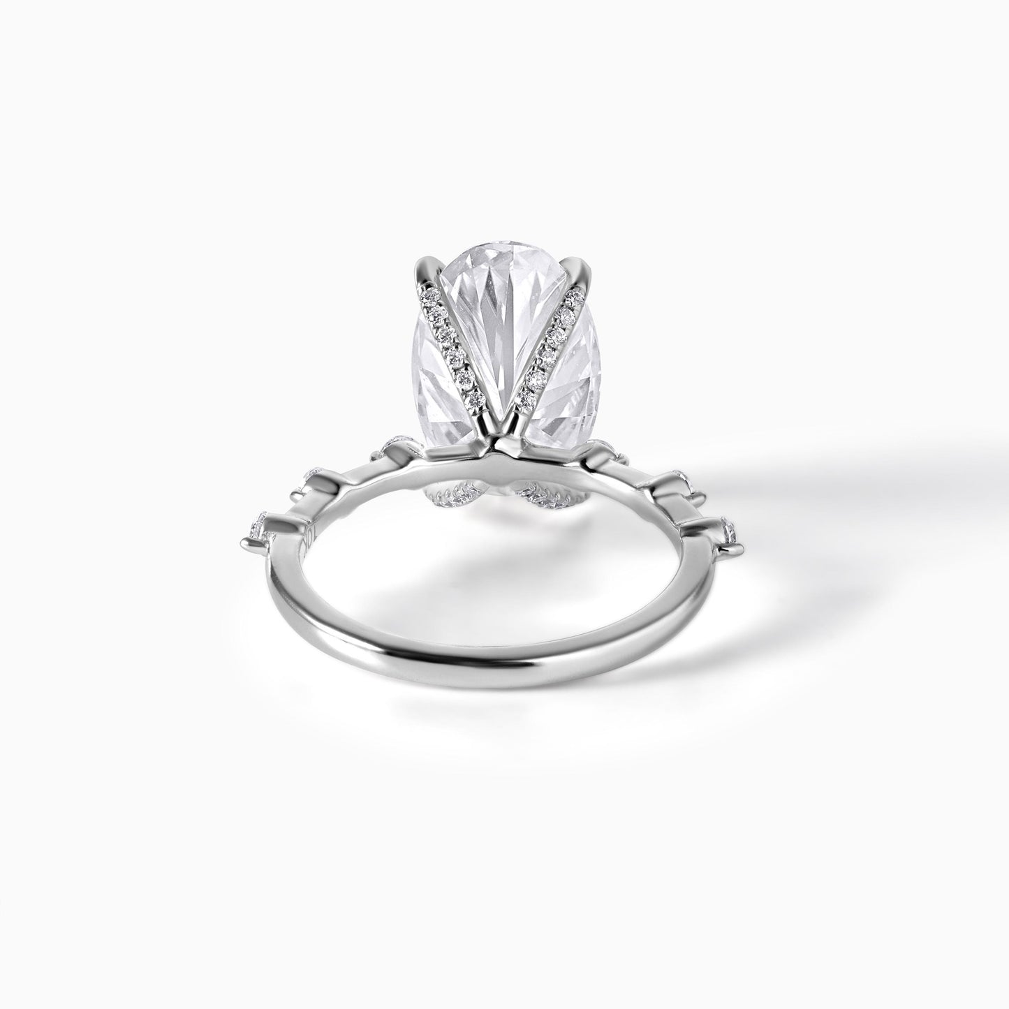 Oval Cut Engagement Ring 925 Sterling Silver Hidden Halo Ring