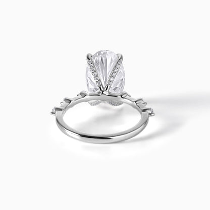 Oval Cut Engagement Ring 925 Sterling Silver Hidden Halo Ring