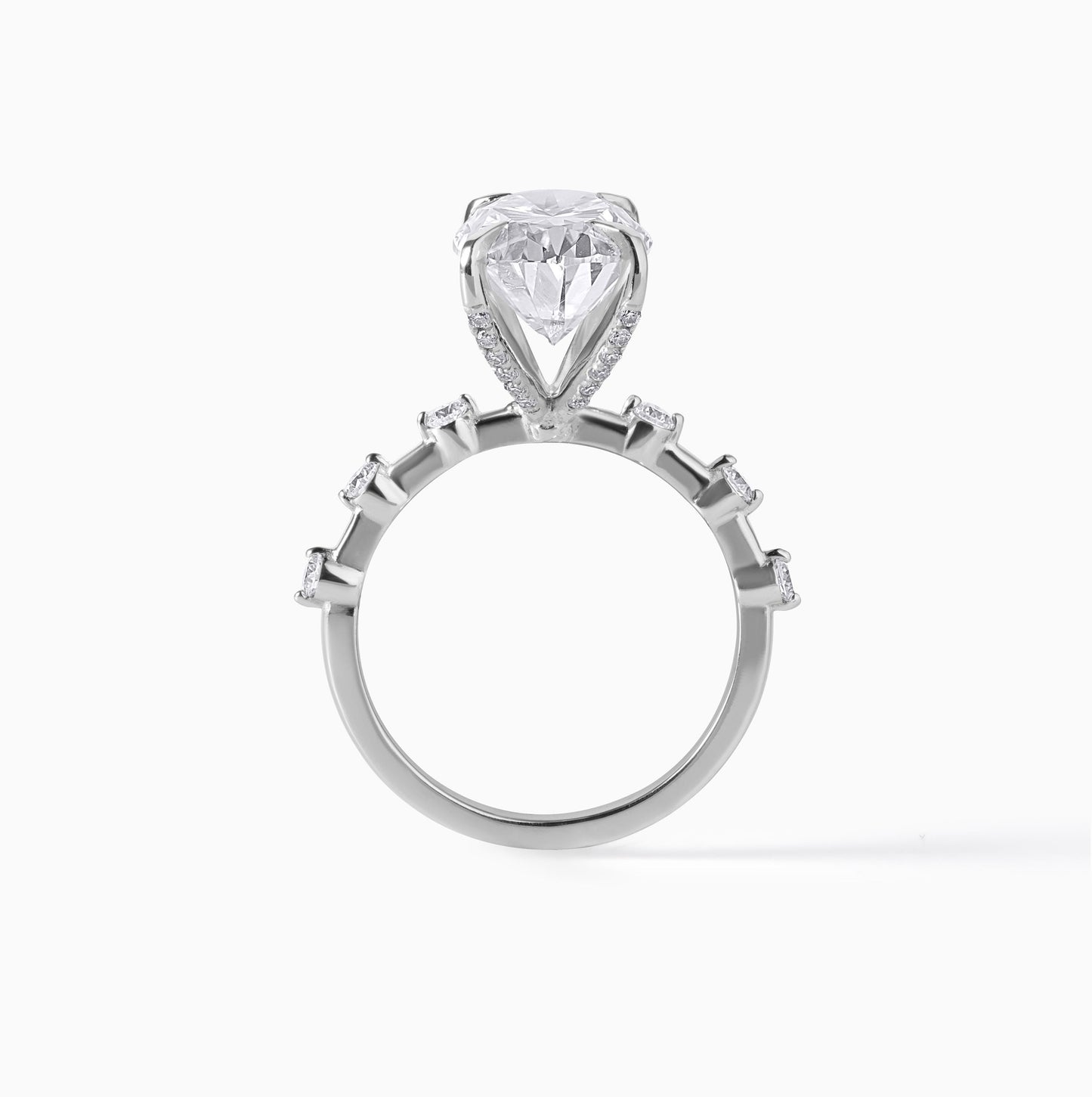 Oval Cut Engagement Ring 925 Sterling Silver Hidden Halo Ring