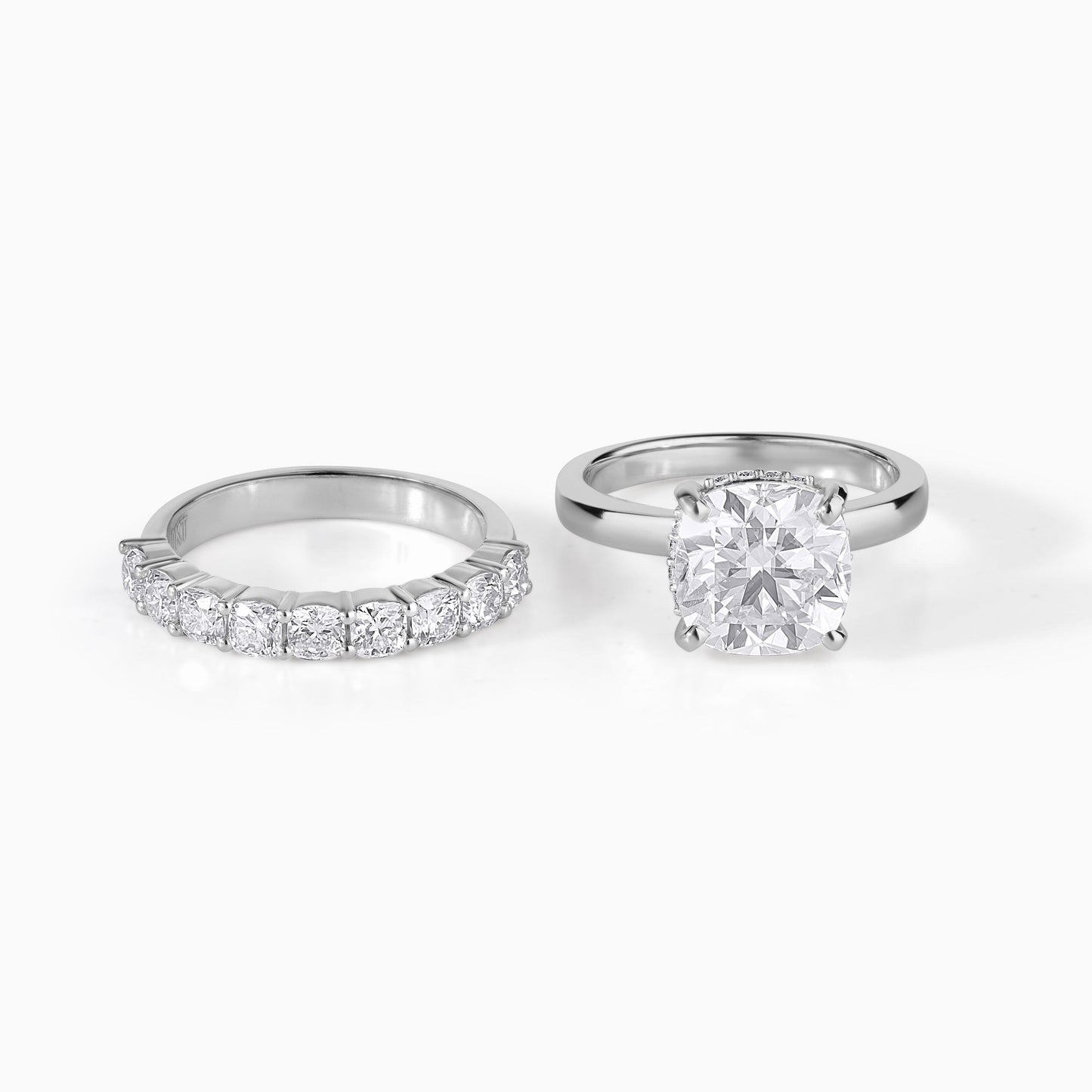 Elegant 3 CT Cushion Cut Moissanite Engagement Ring Set, 925 Silver Wedding Band | Minimalist Bridal Set | Timeless Anniversary Gift for Her