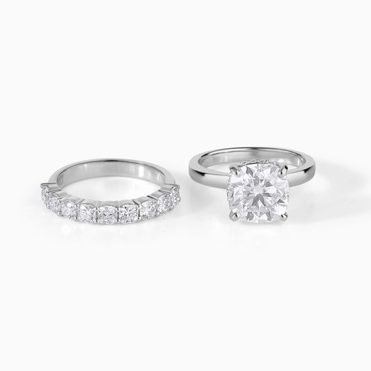 Elegant 3 CT Cushion Cut Moissanite Engagement Ring Set, 925 Silver Wedding Band | Minimalist Bridal Set | Timeless Anniversary Gift for Her