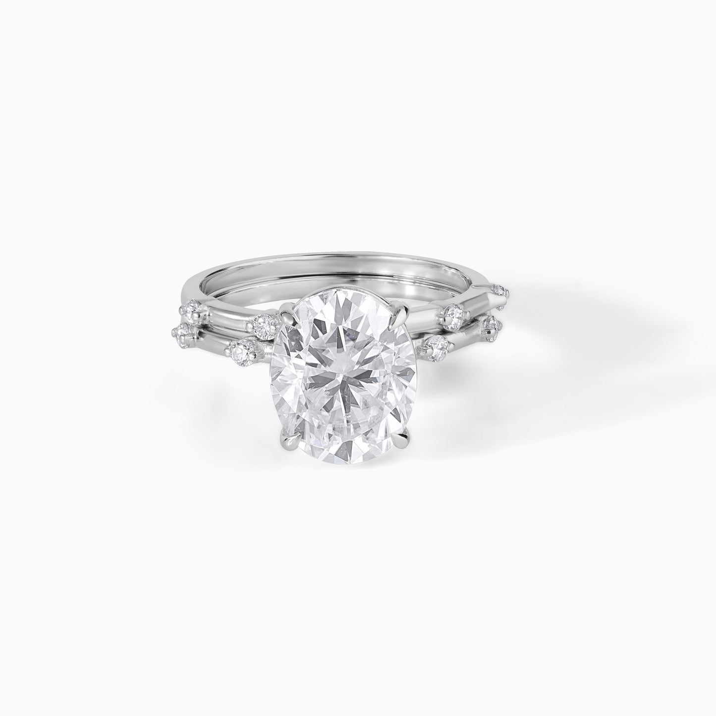 Oval Cut Moissanite Engagement Ring Set