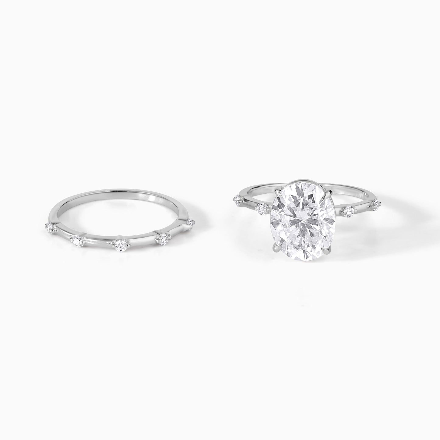 Oval Cut Moissanite Engagement Ring Set