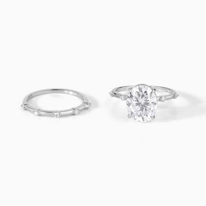Oval Cut Moissanite Engagement Ring Set