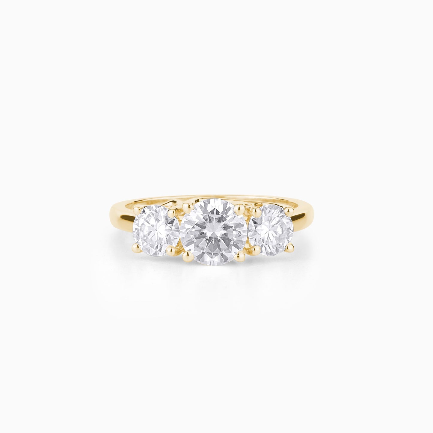 Three Stone Moissanite Engagement Ring, Round Cut Promise Ring, Classic Trilogy Ring, Anniversary Gift for Her, Timeless Bridal Jewelry