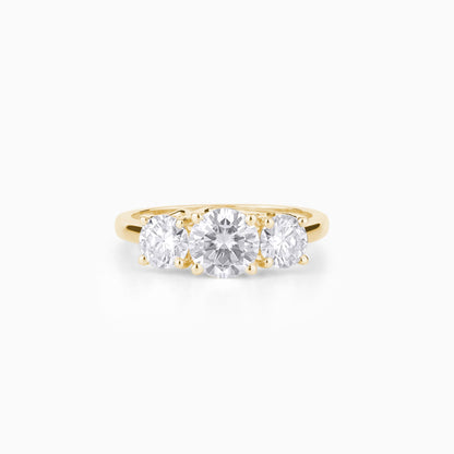 Three Stone Moissanite Engagement Ring, Round Cut Promise Ring, Classic Trilogy Ring, Anniversary Gift for Her, Timeless Bridal Jewelry