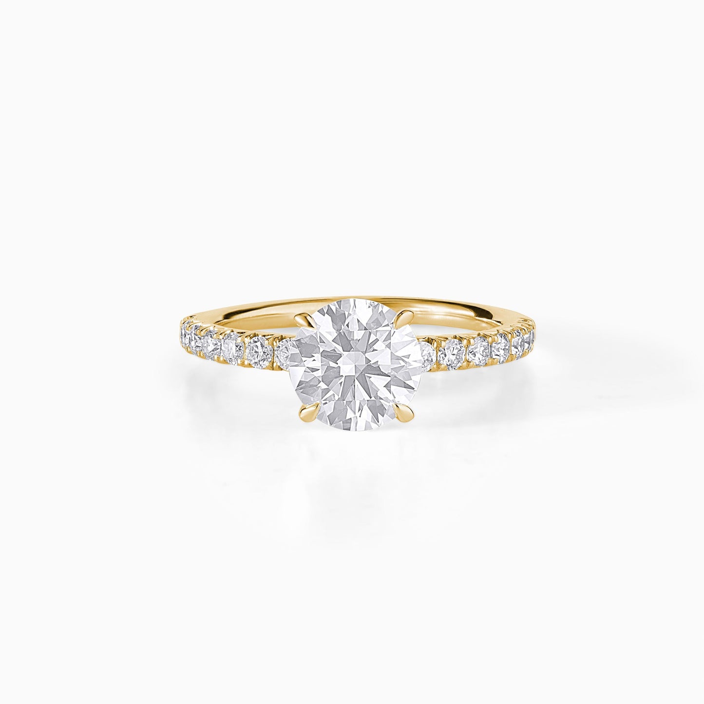 Round Cut Diamond Engagement Ring in Silver | Classic Solitaire with Pavé Band | Minimalist Wedding Ring for Her | Timeless Bridal Ring