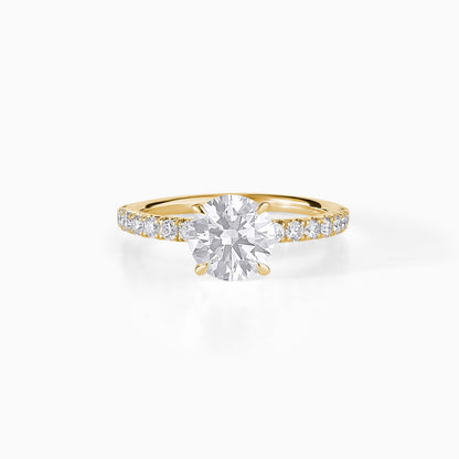 Round Cut Diamond Engagement Ring in Silver | Classic Solitaire with Pavé Band | Minimalist Wedding Ring for Her | Timeless Bridal Ring