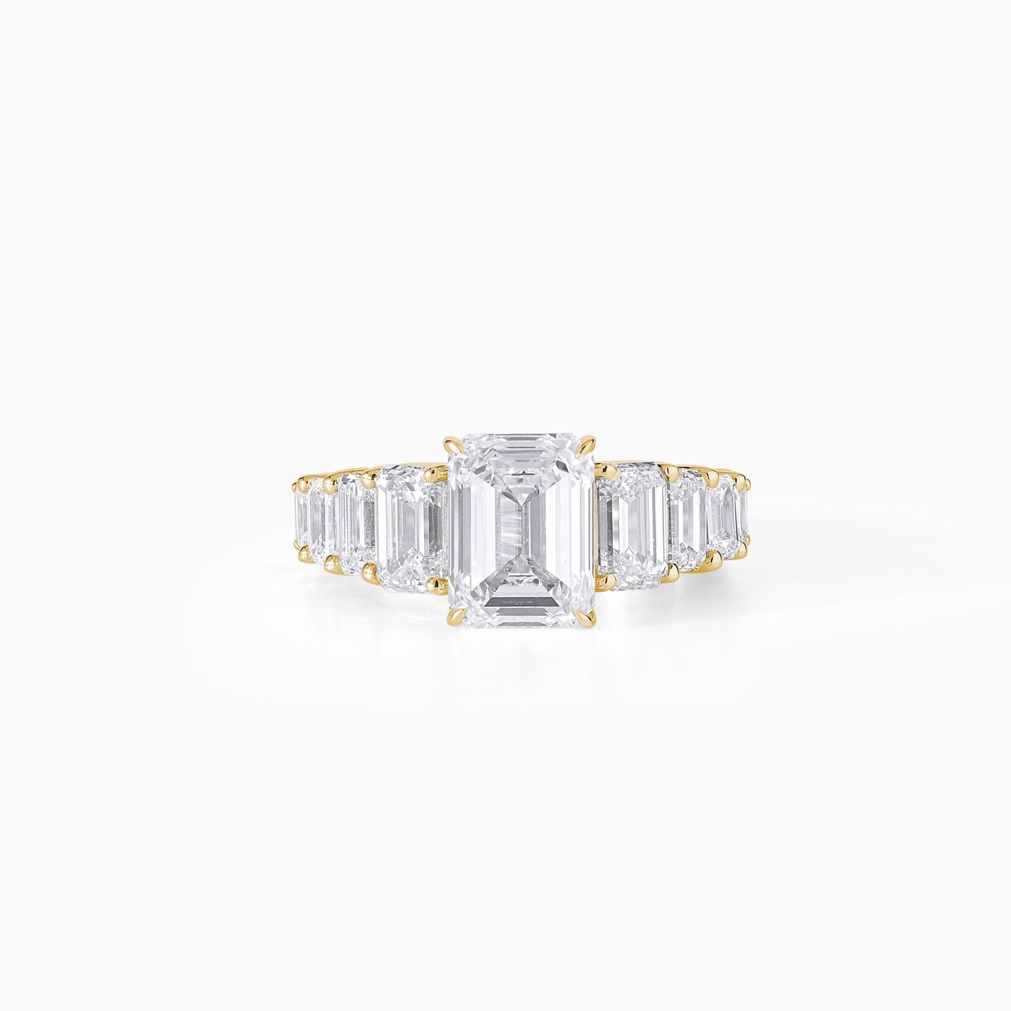 Emerald Cut Diamond Engagement Ring, Gold Statement Ring, Baguette Side Stone Ring, Luxury Bridal Ring, Unique Wedding Ring