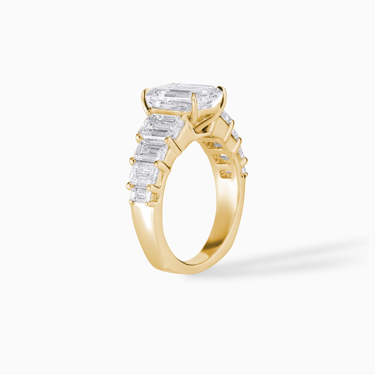 Emerald Cut Diamond Engagement Ring, Gold Statement Ring, Baguette Side Stone Ring, Luxury Bridal Ring, Unique Wedding Ring