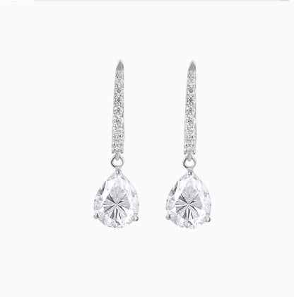 Teardrop Moissanite Earrings: Sterling Silver Bridal Dangle Gemstone Accessories