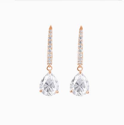 Teardrop Moissanite Earrings: Sterling Silver Bridal Dangle Gemstone Accessories