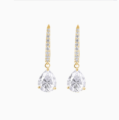 Teardrop Moissanite Earrings: Sterling Silver Bridal Dangle Gemstone Accessories