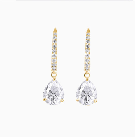 Teardrop Moissanite Earrings: Sterling Silver Bridal Dangle Gemstone Accessories