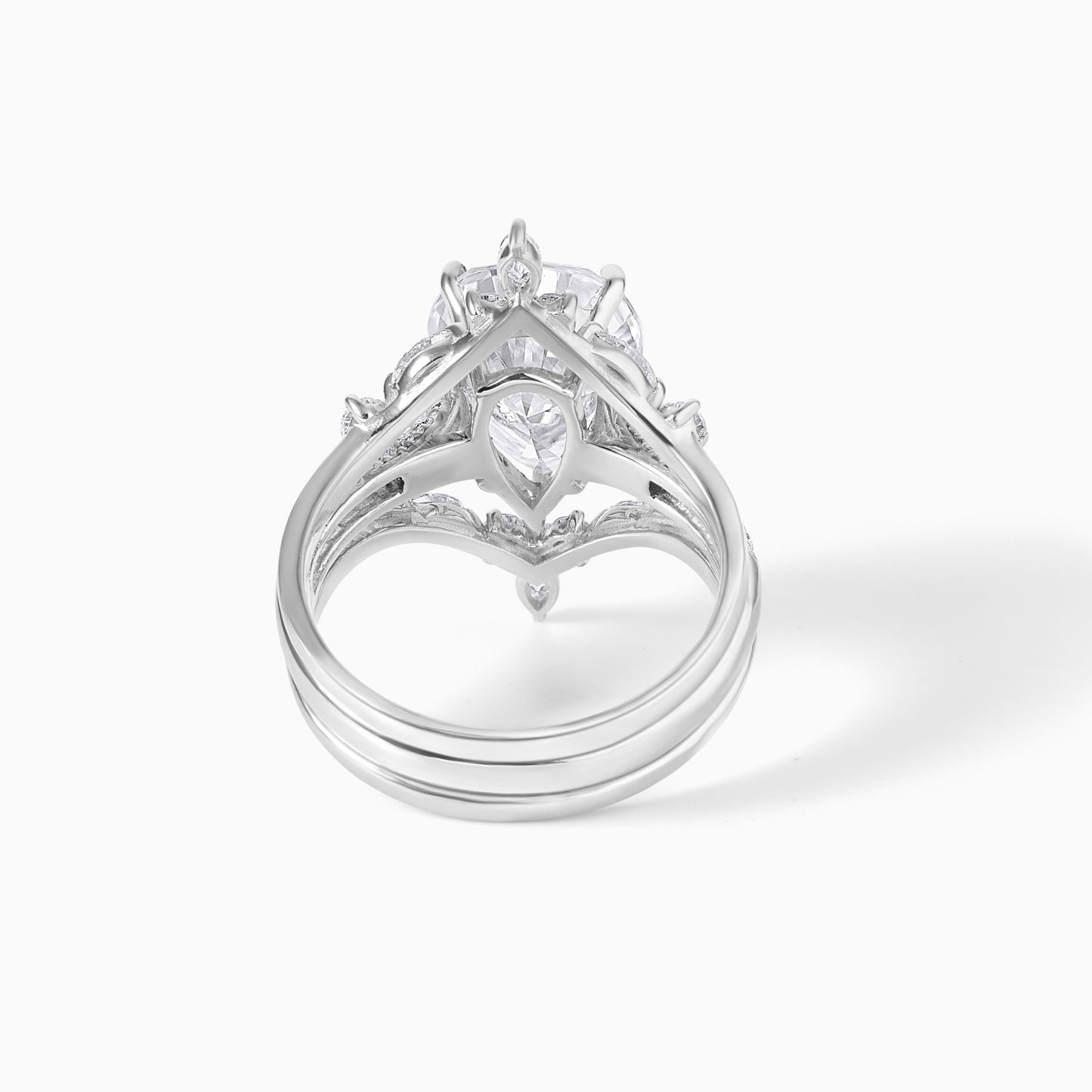 EOSJEWELS Magical Design - 5ct Pear w/Guard Moissanite 925 Sterling Silver