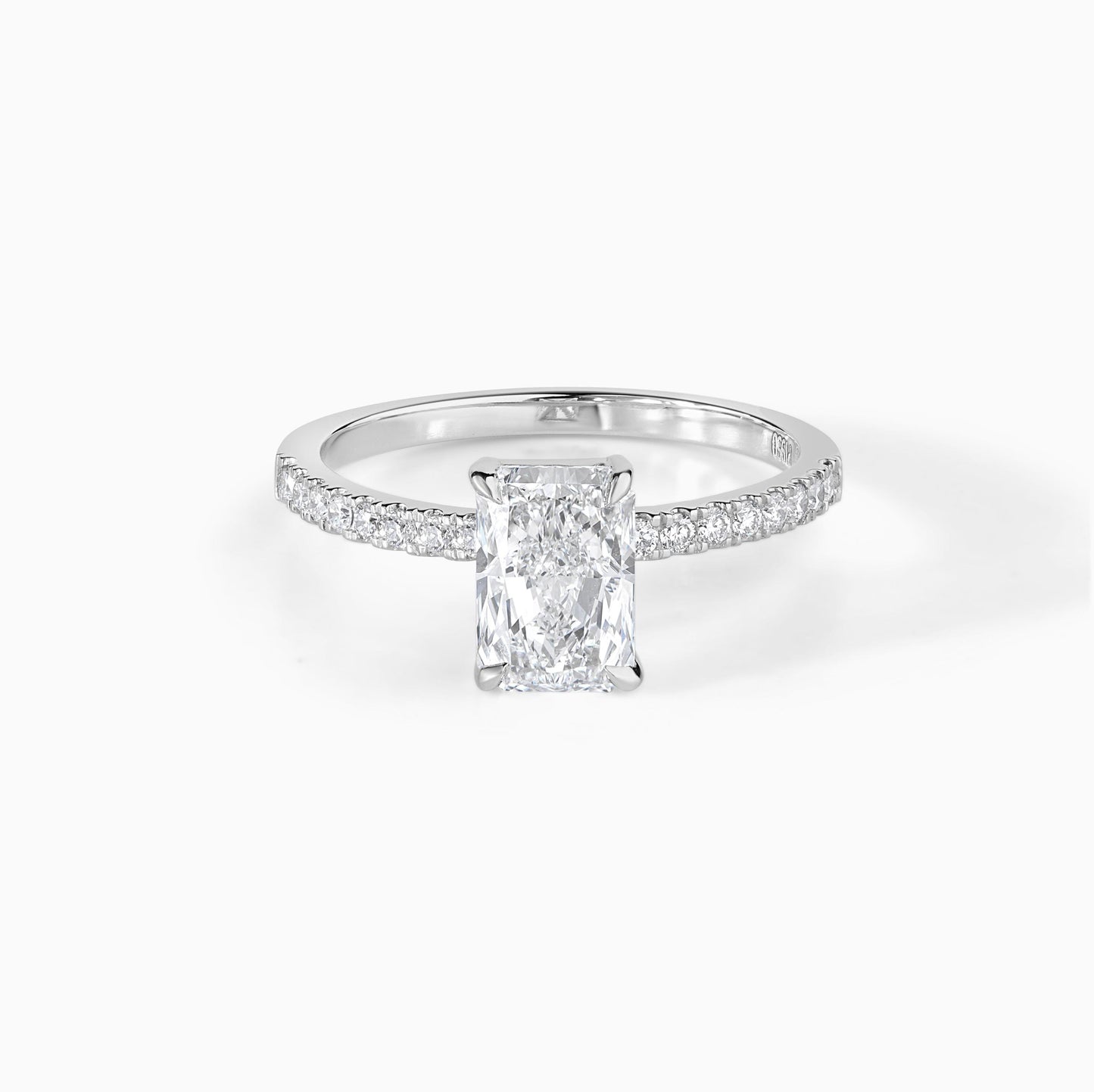 Sterling Silver Radiant Cut Solitaire Engagement Ring – Ethical Moissanite Proposal Band