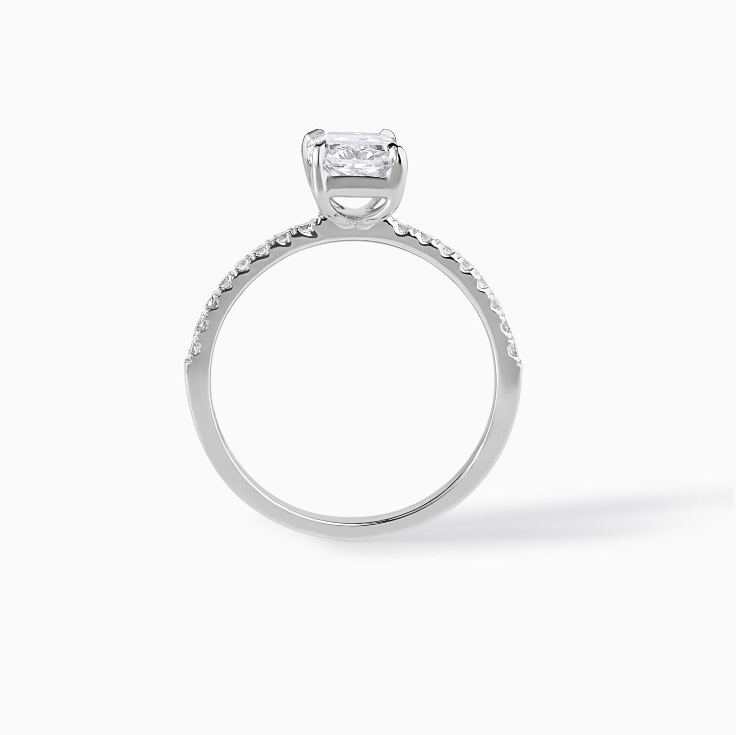 Sterling Silver Radiant Cut Solitaire Engagement Ring – Ethical Moissanite Proposal Band