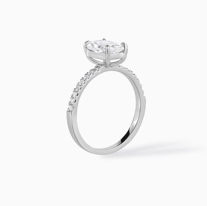 Sterling Silver Radiant Cut Solitaire Engagement Ring – Ethical Moissanite Proposal Band