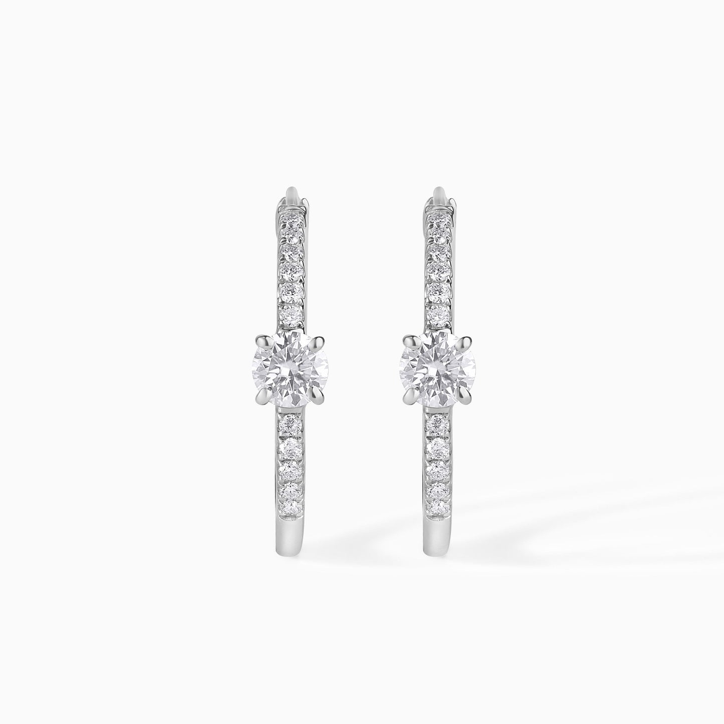 Sterling Silver Moissanite Hoop Earrings
