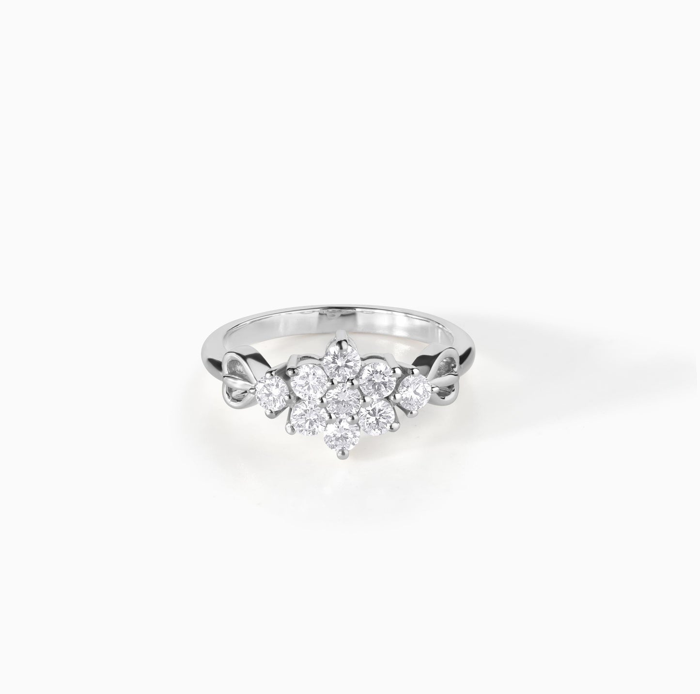 Floral Moissanite Engagement Ring Sterling Silver Cluster Round Cut Bridal Band Promise