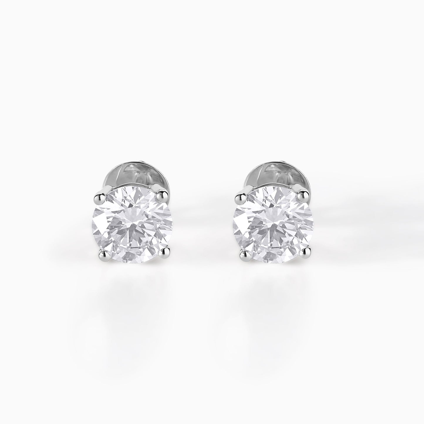 Round Moissanite Stud Earrings: Sterling Silver, Screw Back, Diamond Alternative