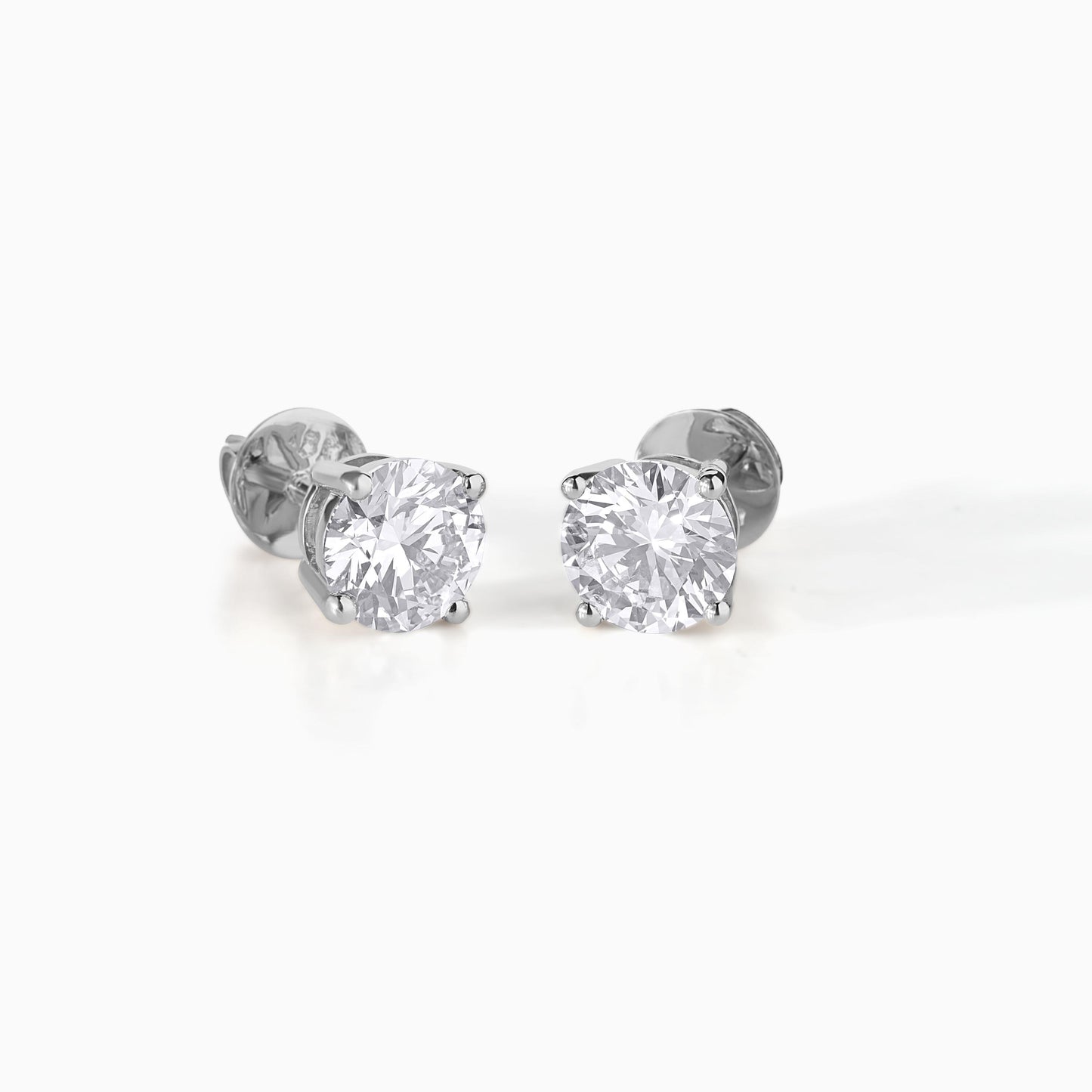 Round Moissanite Stud Earrings: Sterling Silver, Screw Back, Diamond Alternative