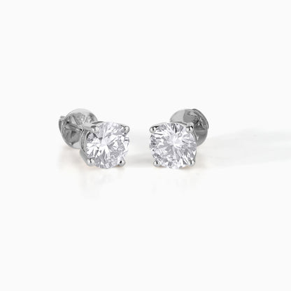 Round Moissanite Stud Earrings: Sterling Silver, Screw Back, Diamond Alternative