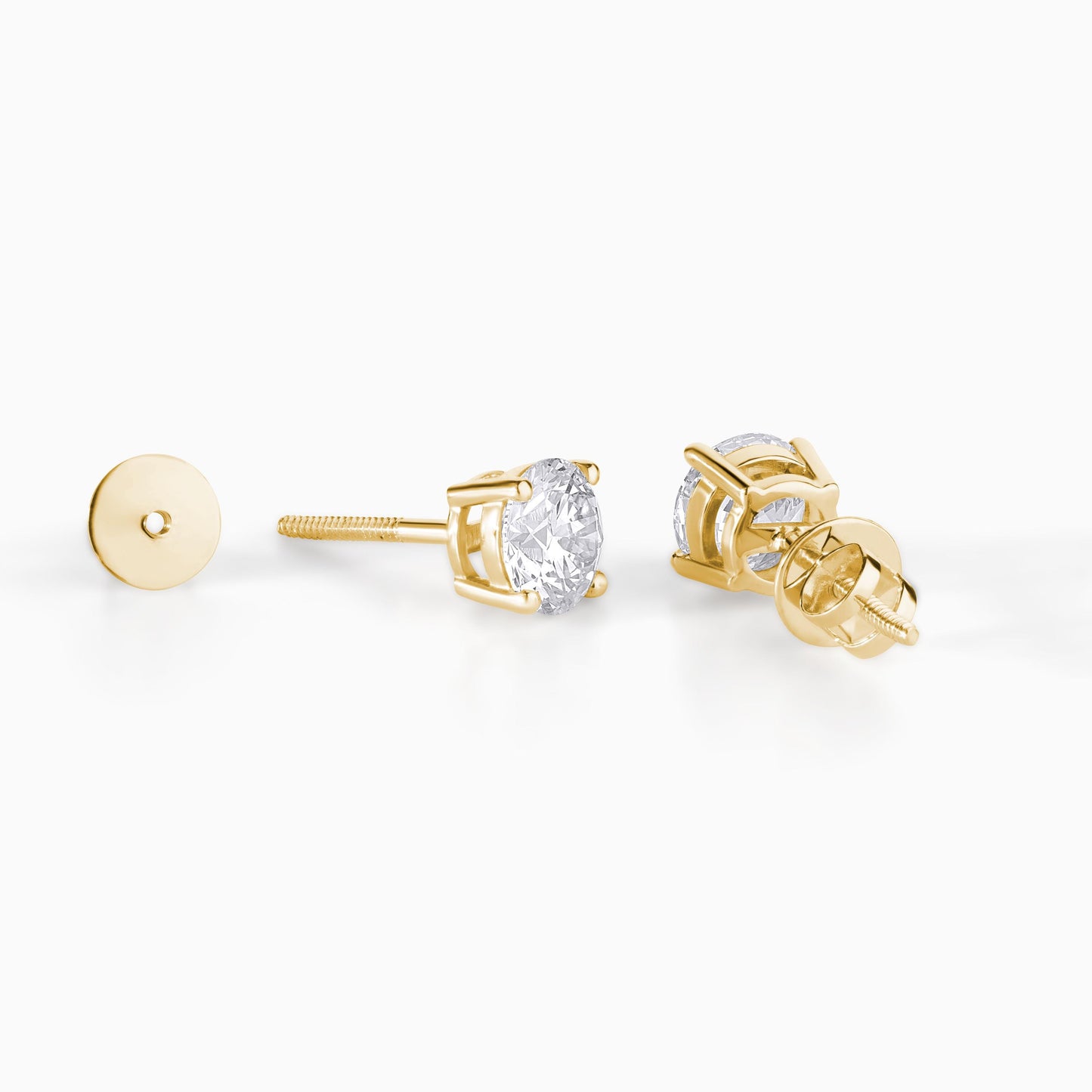 Round Moissanite Stud Earrings: Sterling Silver, Screw Back, Diamond Alternative