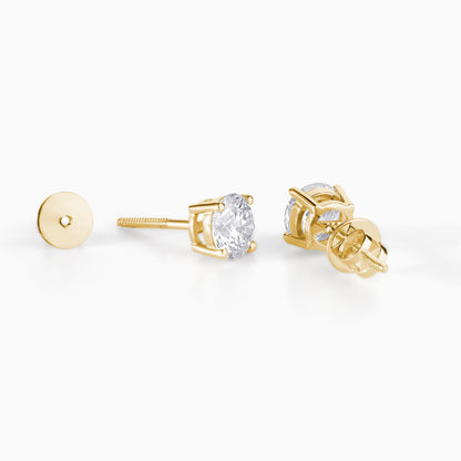 Round Moissanite Stud Earrings: Sterling Silver, Screw Back, Diamond Alternative