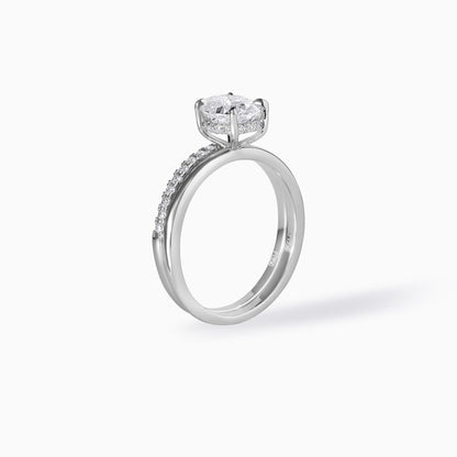 Oval Moissanite Ring Sterling Silver Engagement Ring Hidden Halo Wedding Band Matching Set Bridal Jewelry Wedding Gift Anniversary Present