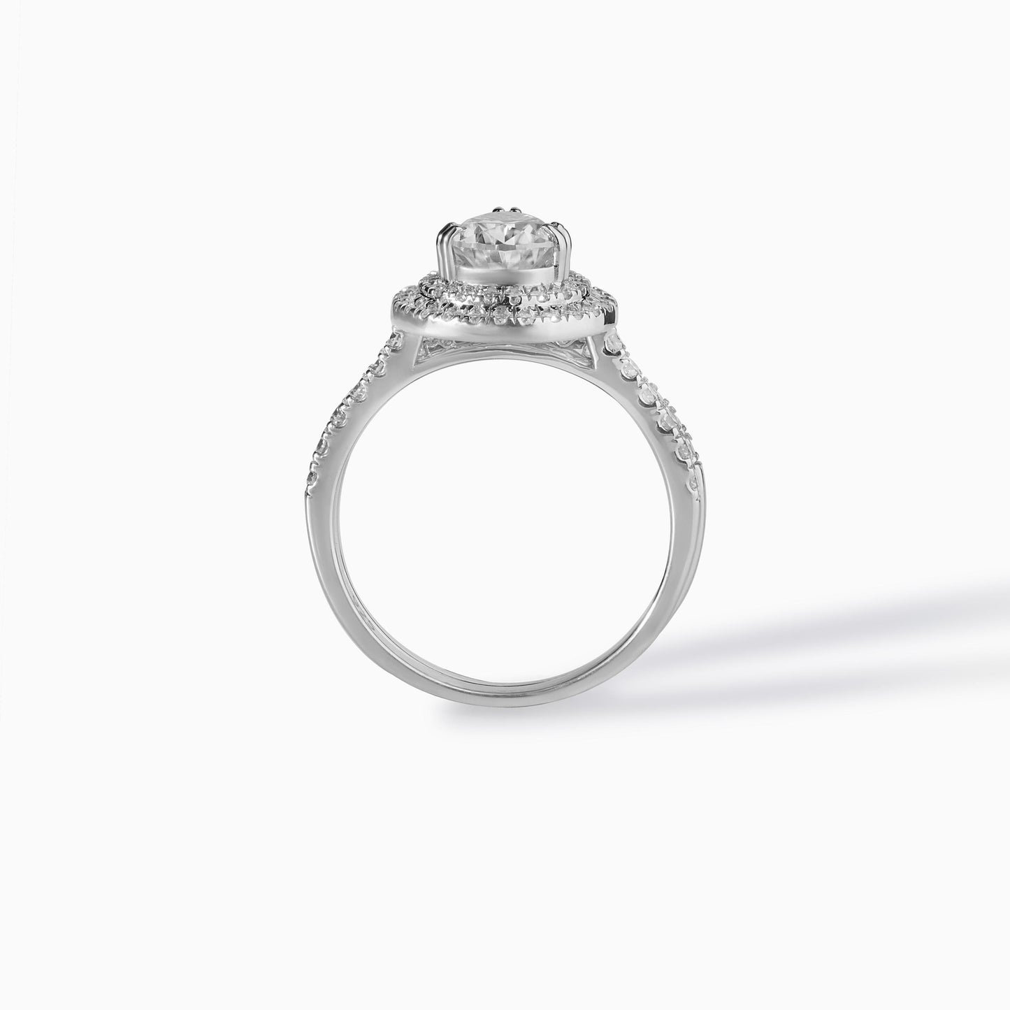 Pear Moissanite Ring Sterling Silver Engagement Band Wedding Set Bridal Jewelry Diamond Alternative Halo Design Elegant Gift Idea
