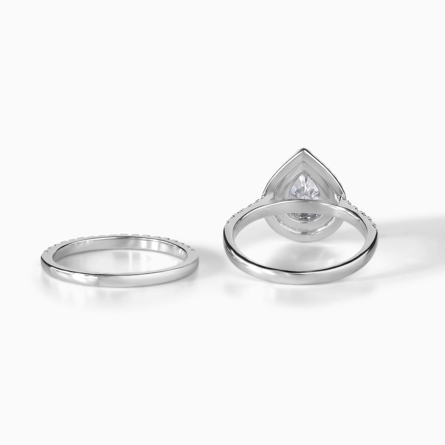 Pear Moissanite Ring Sterling Silver Engagement Band Wedding Set Bridal Jewelry Diamond Alternative Halo Design Elegant Gift Idea