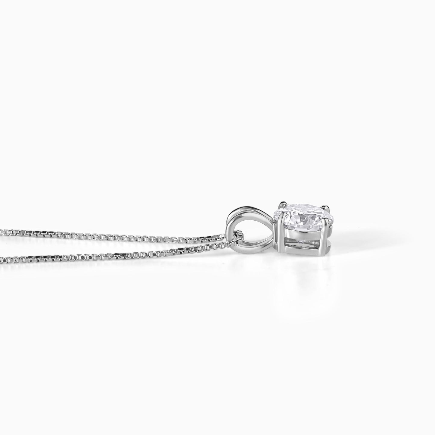 Moissanite Pendant Necklace Sterling Silver Jewelry Bridal Gift Anniversary Present Elegant Accessory Everyday Wear Sparkly Statement Round