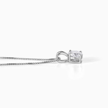Moissanite Pendant Necklace Sterling Silver Jewelry Bridal Gift Anniversary Present Elegant Accessory Everyday Wear Sparkly Statement Round