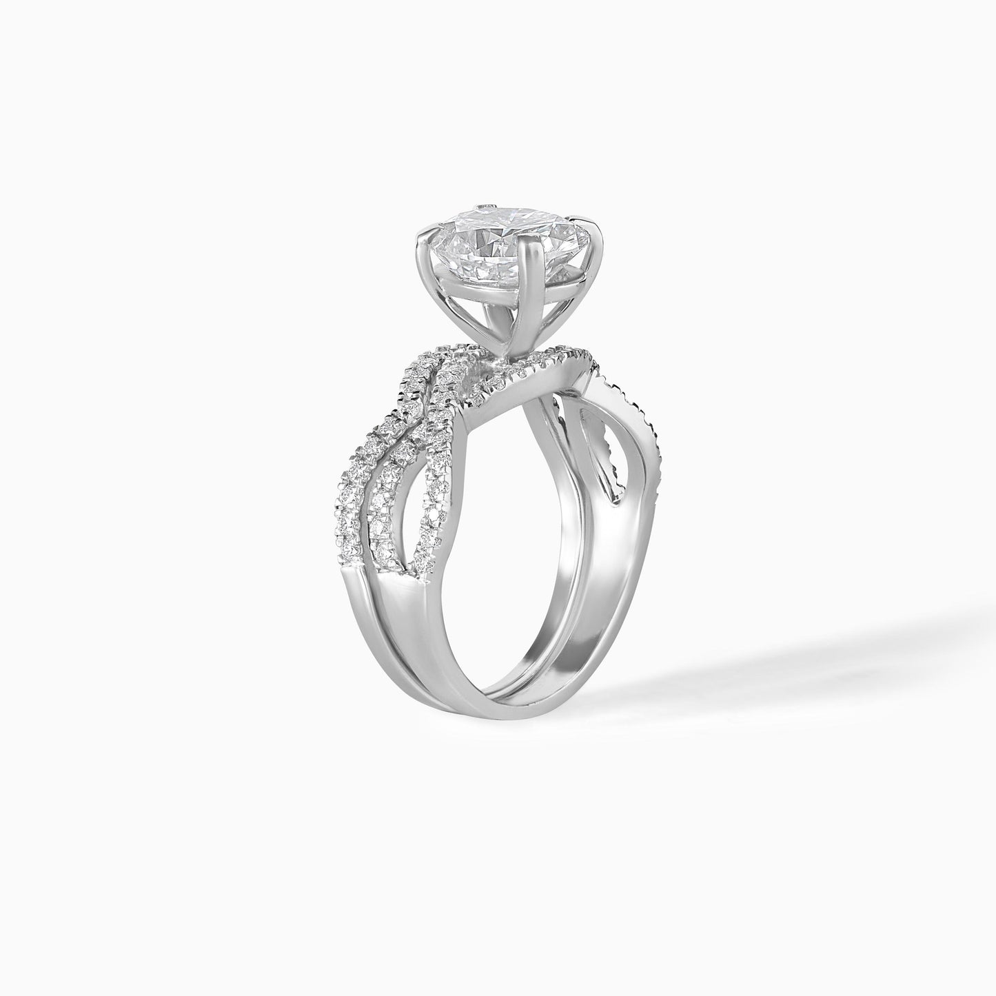 Elegant Oval Cut Diamond Engagement Ring Set with Curved Wedding Band, Silver Bridal Set, Minimalist Promise Ring for Women Gift Idea Set