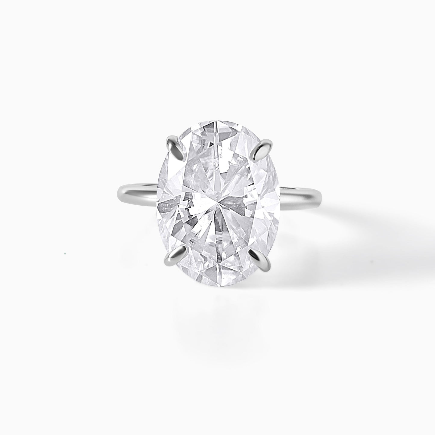 9 Carat Oval Moissanite Engagement Ring in Silver, Solitaire Minimalist Statement Ring, Elegant Proposal Jewelry Gift for Women