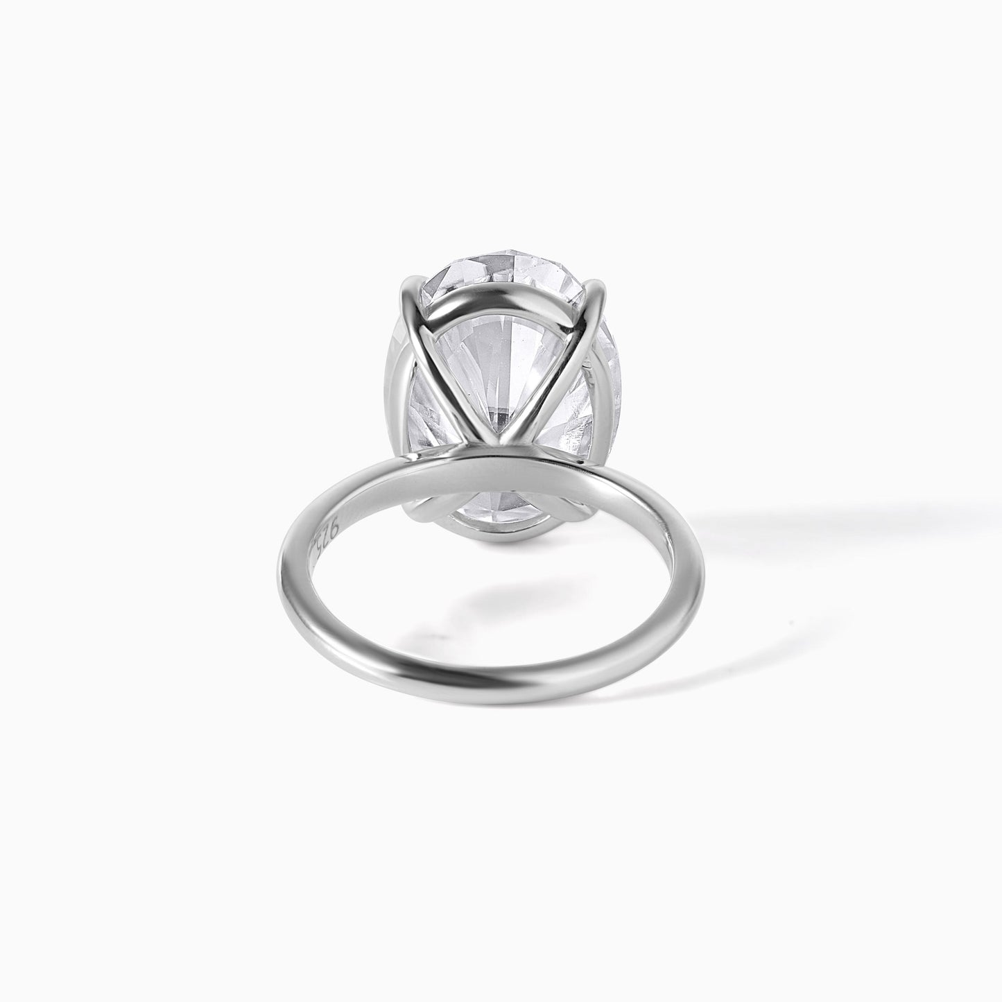 9 Carat Oval Moissanite Engagement Ring in Silver, Solitaire Minimalist Statement Ring, Elegant Proposal Jewelry Gift for Women