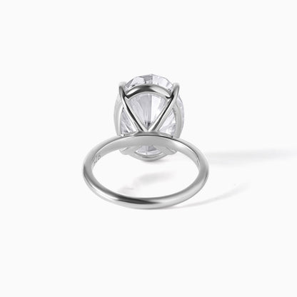 9 Carat Oval Moissanite Engagement Ring in Silver, Solitaire Minimalist Statement Ring, Elegant Proposal Jewelry Gift for Women
